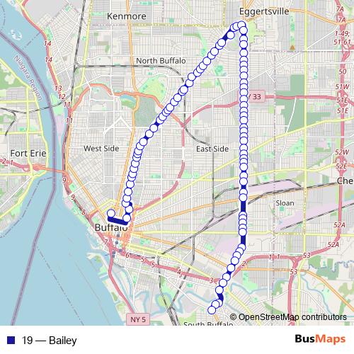 19 bus Line Map