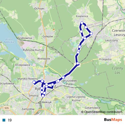 19 bus Line Map