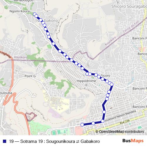 19 bus Line Map