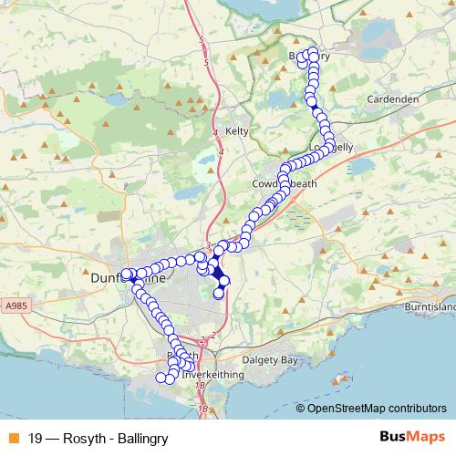 19 bus Line Map