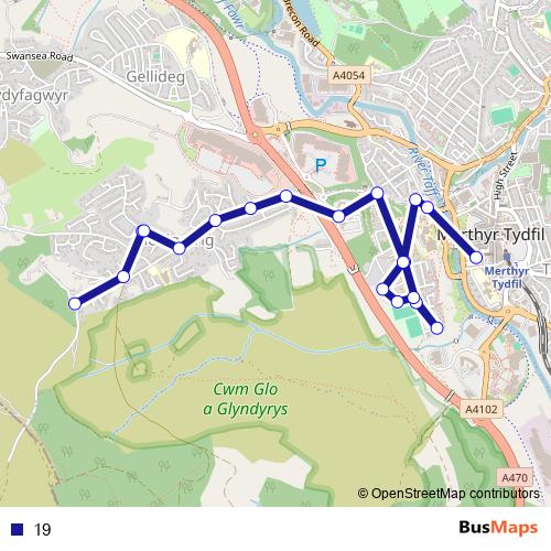 19 bus Line Map