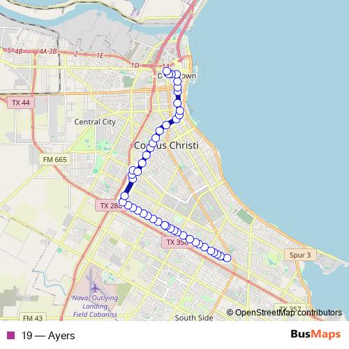 19 bus Line Map