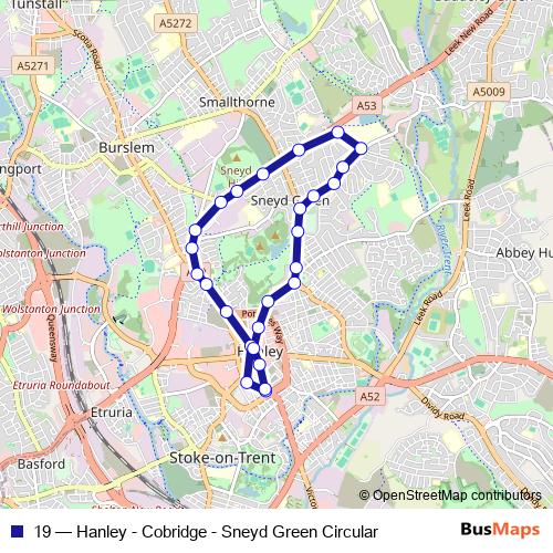 19 bus Line Map