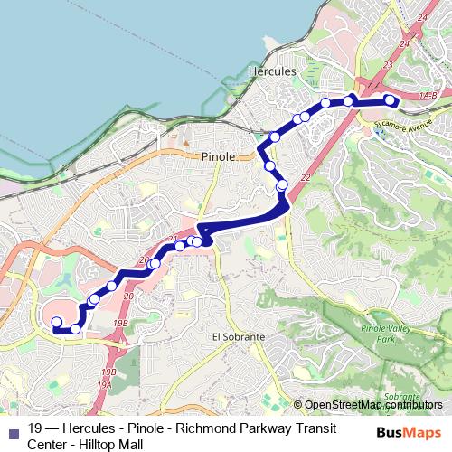 19 bus Line Map