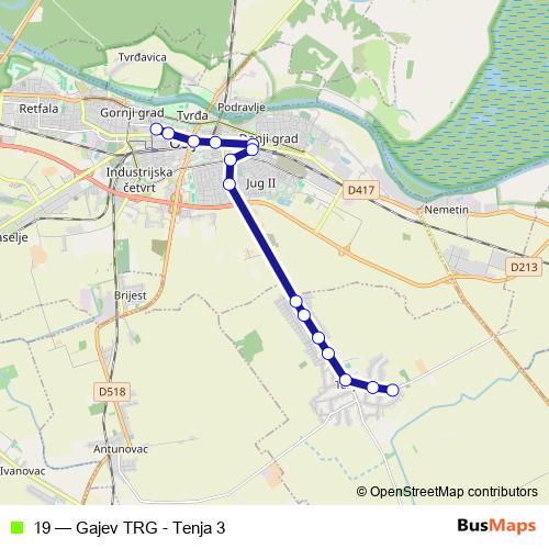 19 bus Line Map