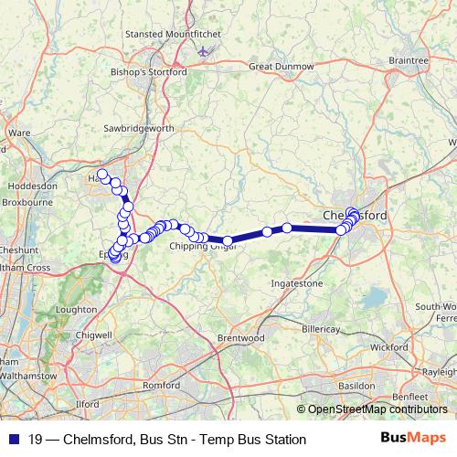 19 bus Line Map