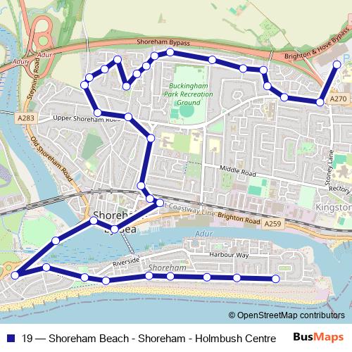 19 bus Line Map