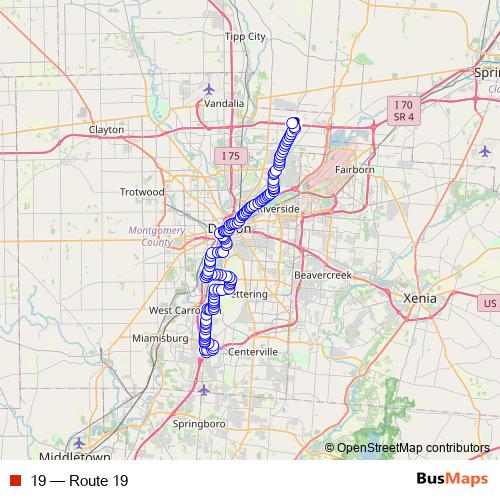 19 bus Line Map