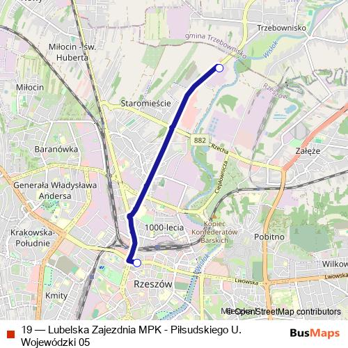 19 bus Line Map