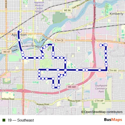 19 bus Line Map