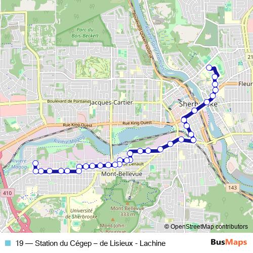 19 bus Line Map