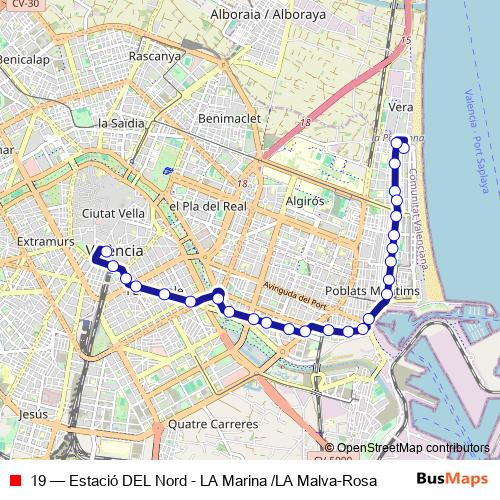 19 bus Line Map
