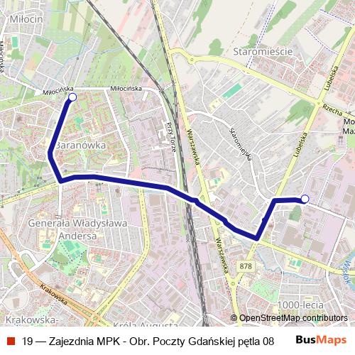 19 bus Line Map