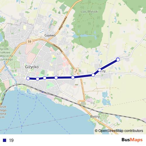 19 bus Line Map