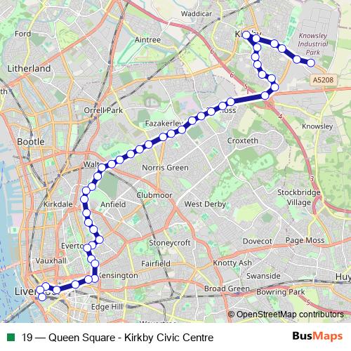 19 bus Line Map