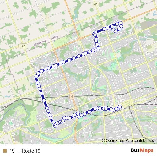 19 bus Line Map