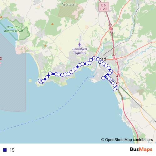 19 bus Line Map