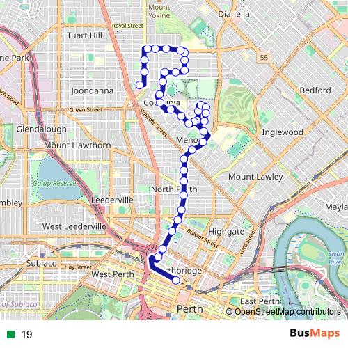 19 bus Line Map