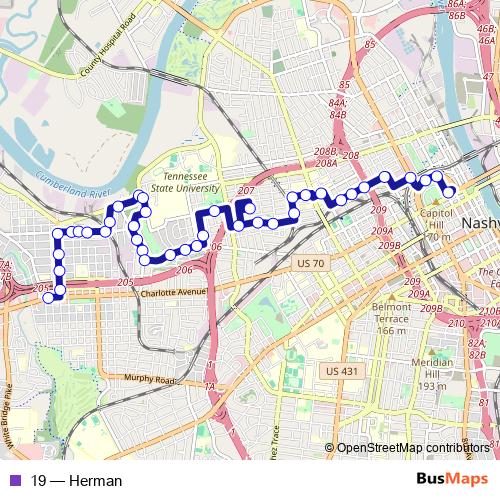 19 bus Line Map