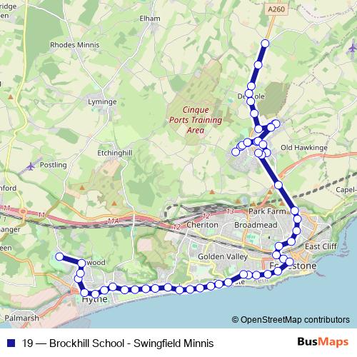 19 bus Line Map