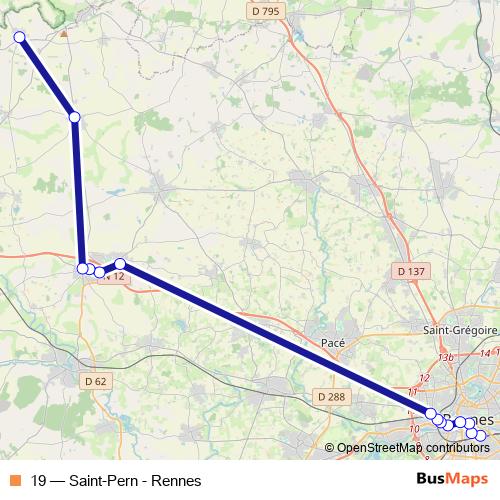 19 bus Line Map