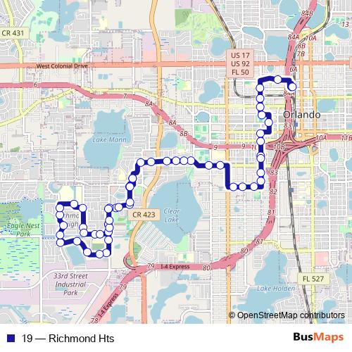 19 bus Line Map