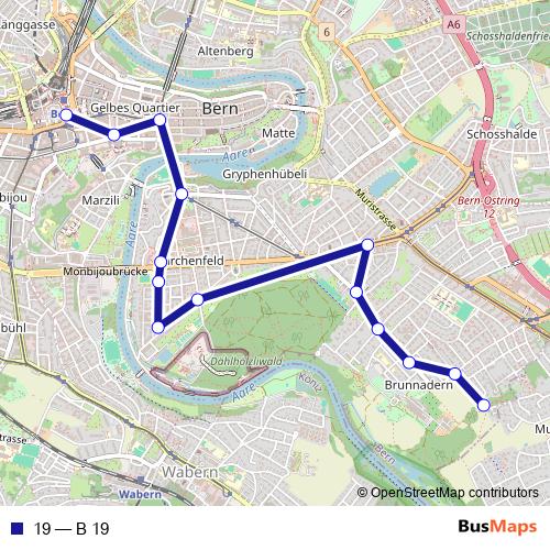 19 bus Line Map