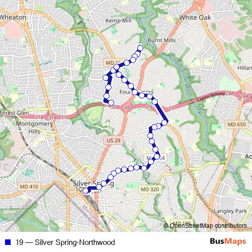 19 bus Line Map