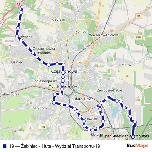 19 bus Line Map