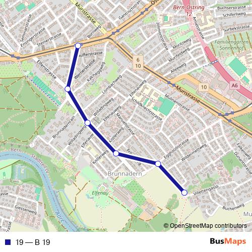 19 bus Line Map