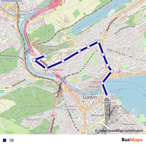 19 bus Line Map