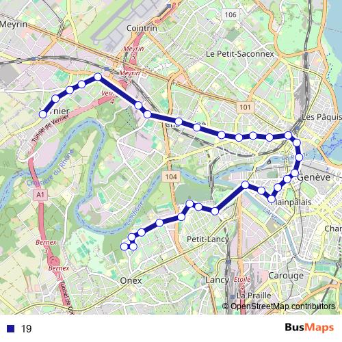19 bus Line Map