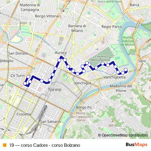 19 bus Line Map