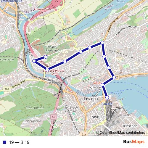 19 bus Line Map