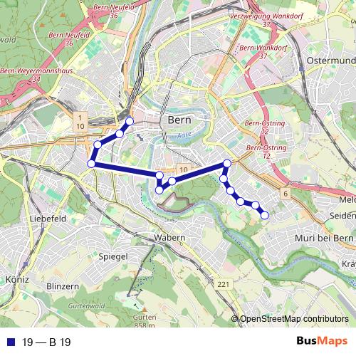 19 bus Line Map
