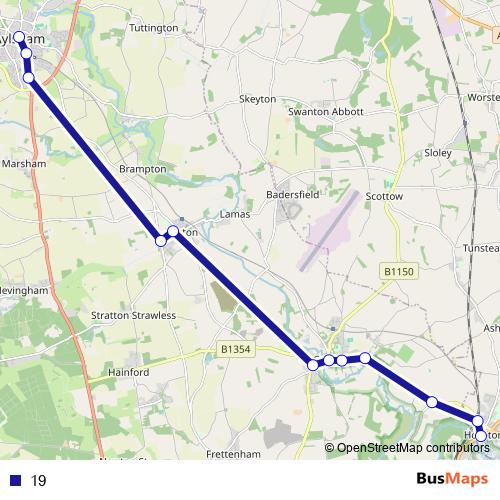 19 bus Line Map