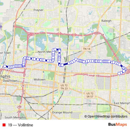 19 bus Line Map