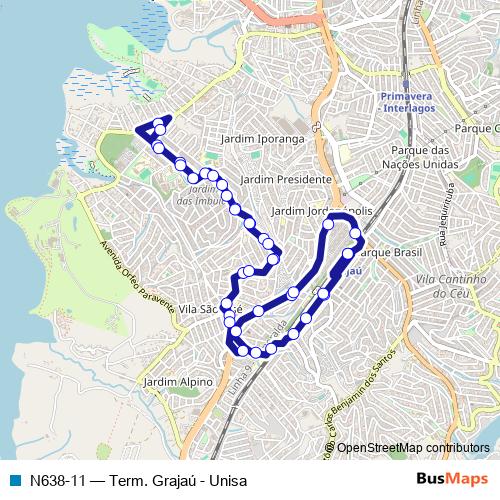 N638-11 bus Line Map
