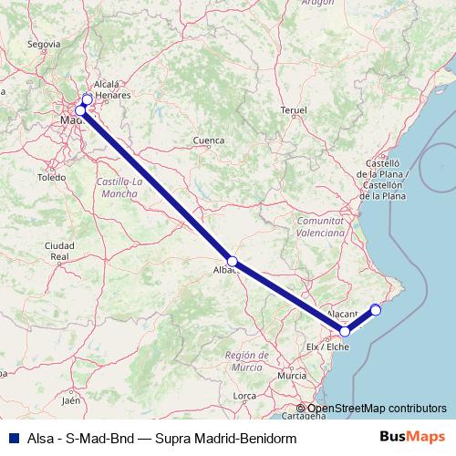 Alsa - S-Mad-Bnd bus Line Map
