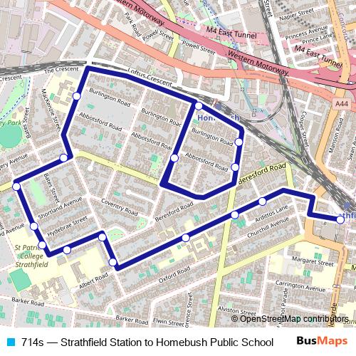714s bus Line Map