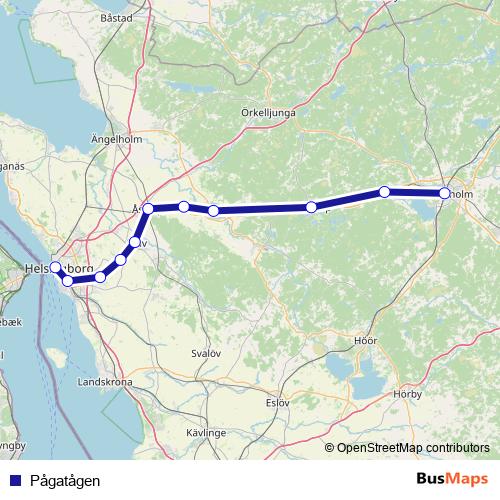 Pågatågen rail Line Map