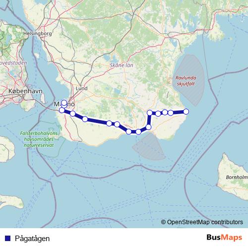 Pågatågen rail Line Map