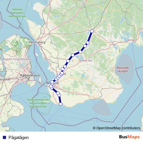 Pågatågen rail Line Map