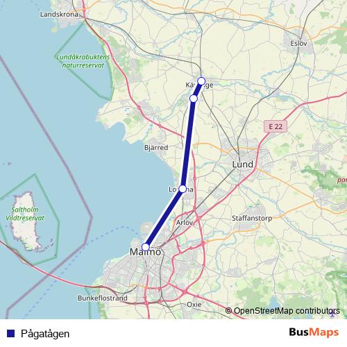 Pågatågen rail Line Map