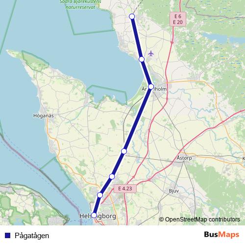 Pågatågen rail Line Map