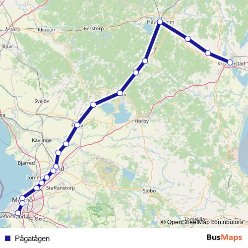Pågatågen rail Line Map
