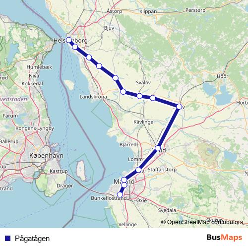 Pågatågen rail Line Map
