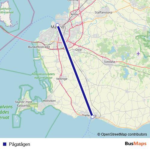 Pågatågen rail Line Map