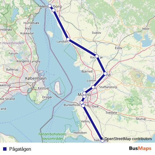 Pågatågen rail Line Map