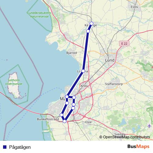 Pågatågen rail Line Map